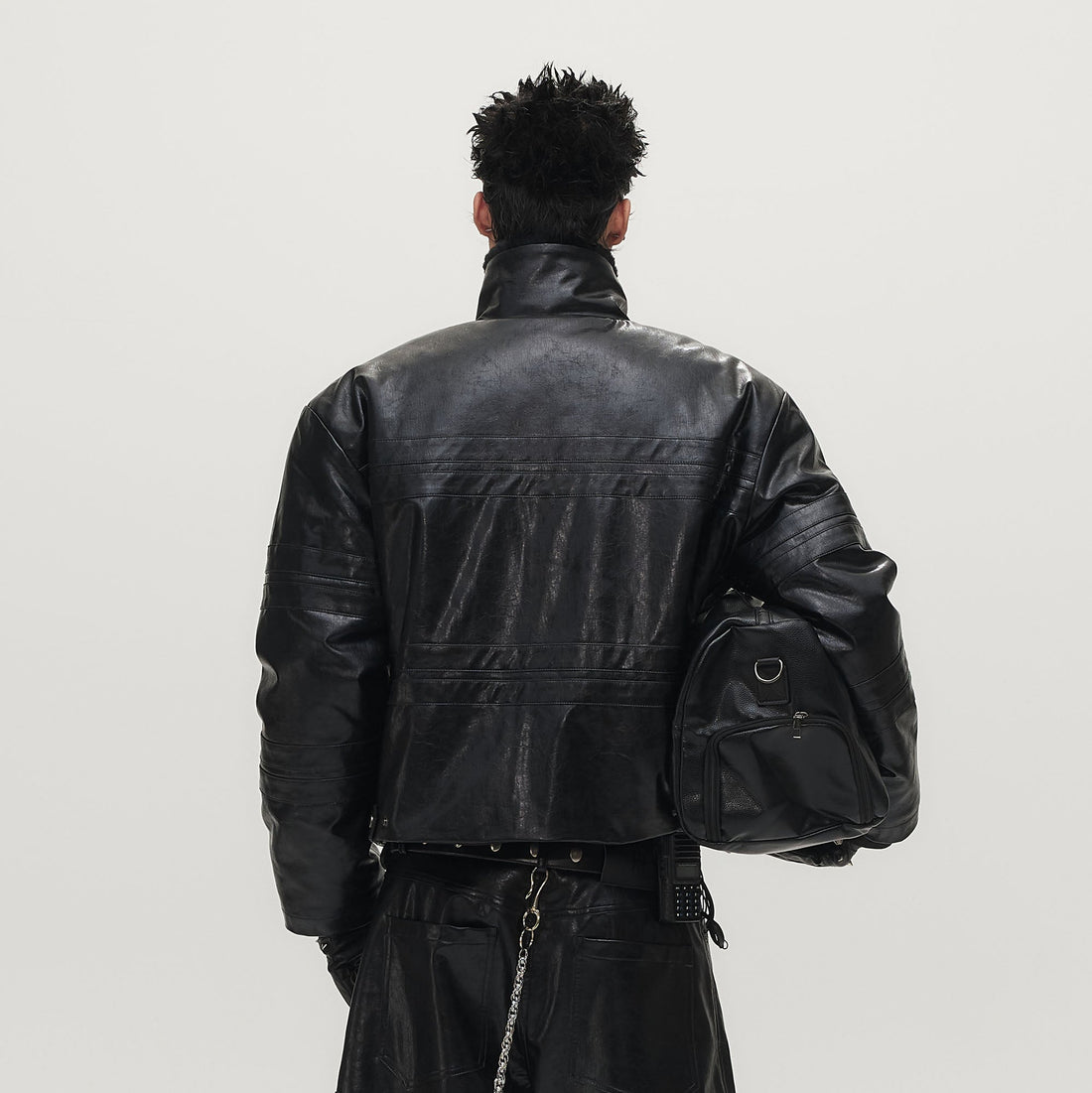 SAVAGEGROWTHWORLD Hook Buckle Faux Leather Puffer Jacket-Jacket-M (Preorder)-Free Shipping Leatheretro