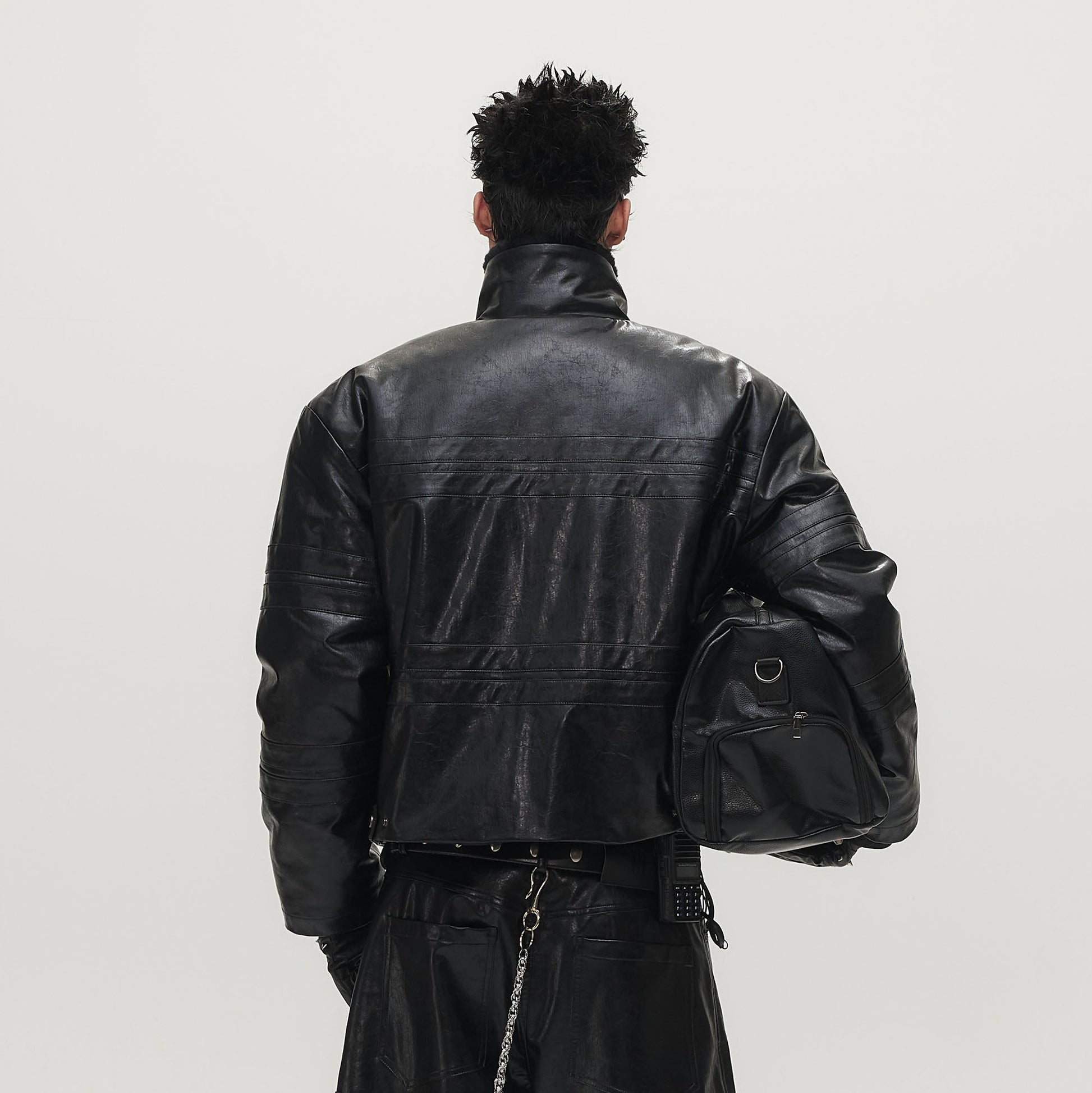 SAVAGEGROWTHWORLD Hook Buckle Faux Leather Puffer Jacket-Jacket-M (Preorder)-Free Shipping Leatheretro