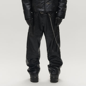 SAVAGEGROWTHWORLD Faux Leather Panel Rivet Pants-Pants-S (Preorder)-Free Shipping Leatheretro