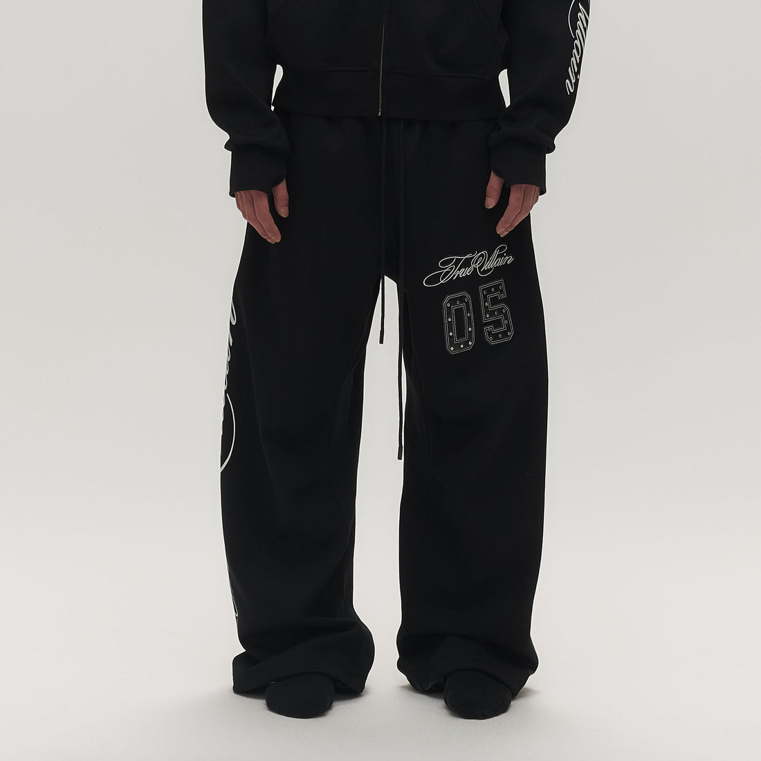 SAVAGEGROWTHWORLD No.05 True Villain Patch Drawstring Sweatpants-Pants-S-Free Shipping Leatheretro