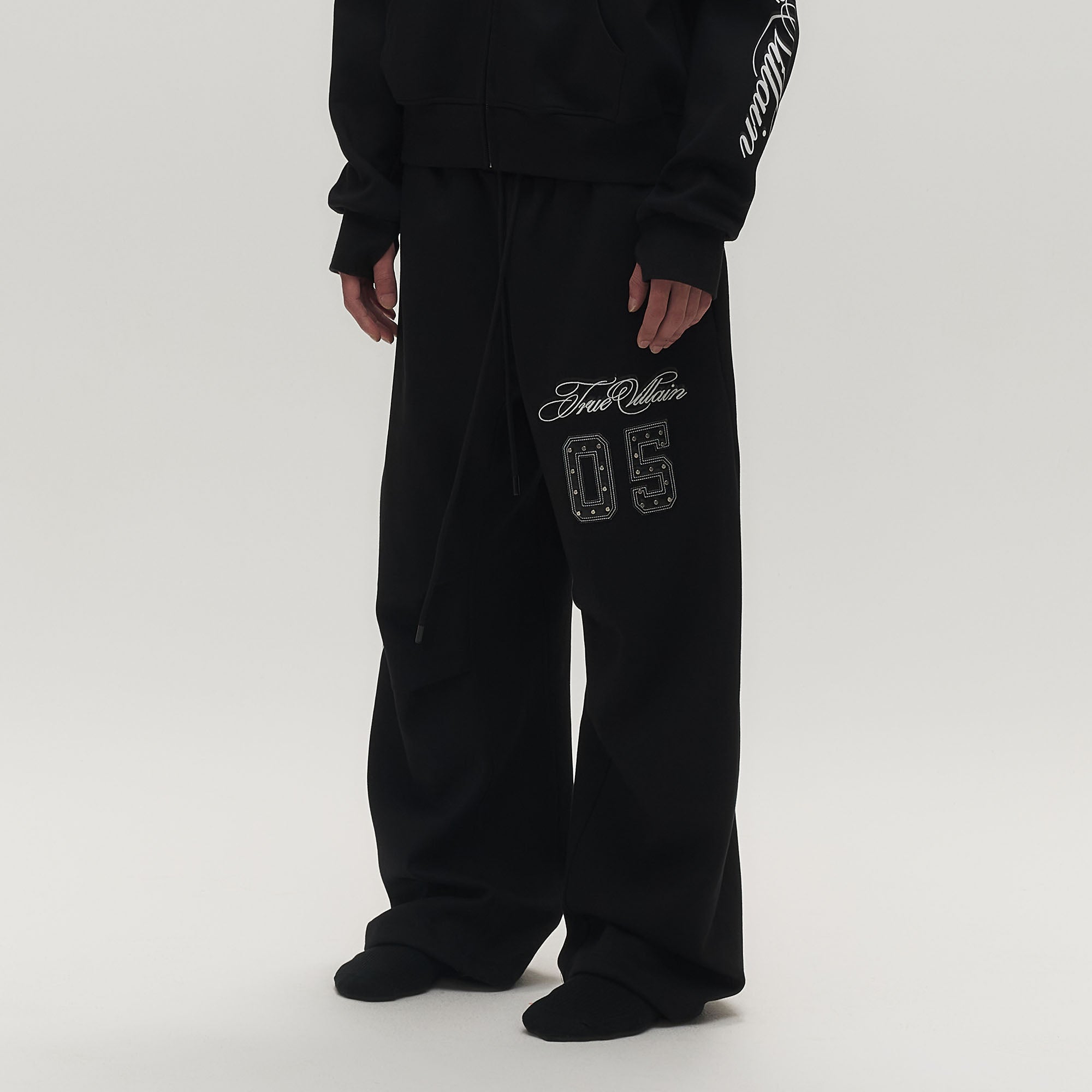SAVAGEGROWTHWORLD No.05 True Villain Patch Drawstring Sweatpants-Pants-S-Free Shipping Leatheretro