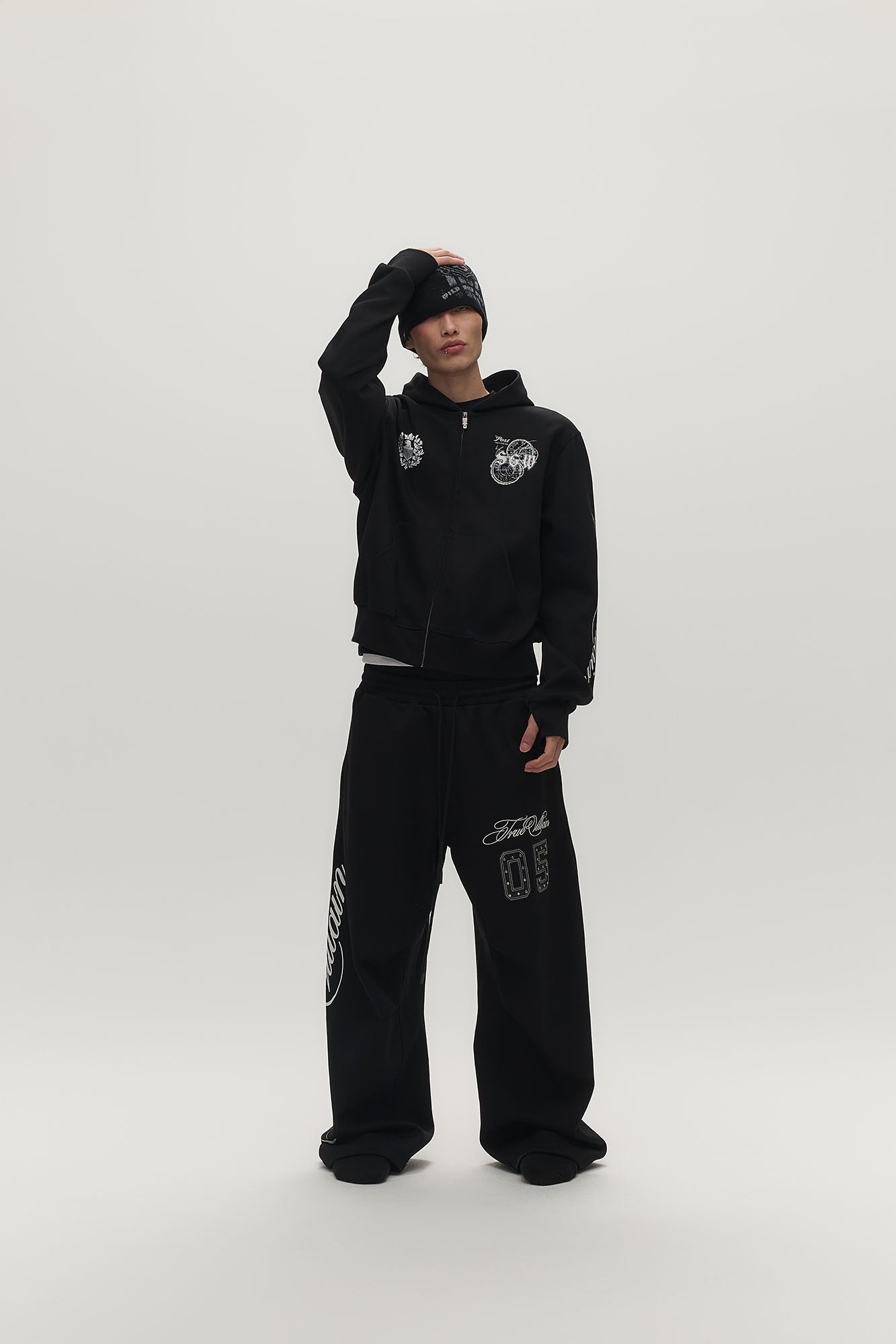 SAVAGEGROWTHWORLD No.05 True Villain Patch Drawstring Sweatpants-Pants-S-Free Shipping Leatheretro