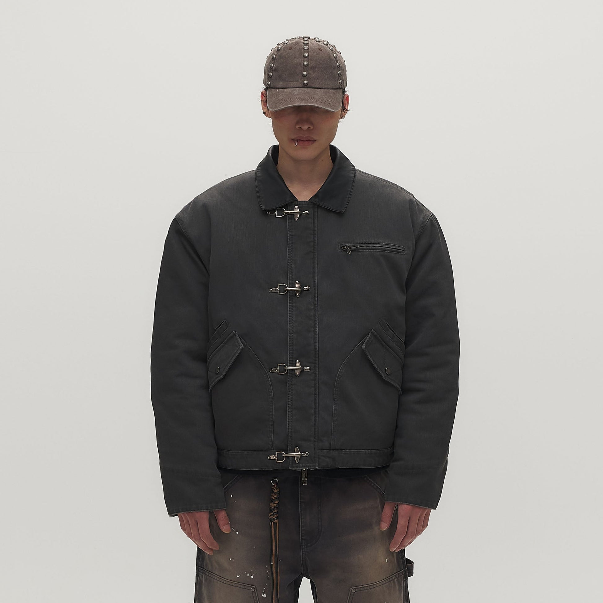 SAVAGEGROWTHWORLD Leather Collar Utility Puffer Jacket-Jacket-M (Preorder)-Free Shipping Leatheretro