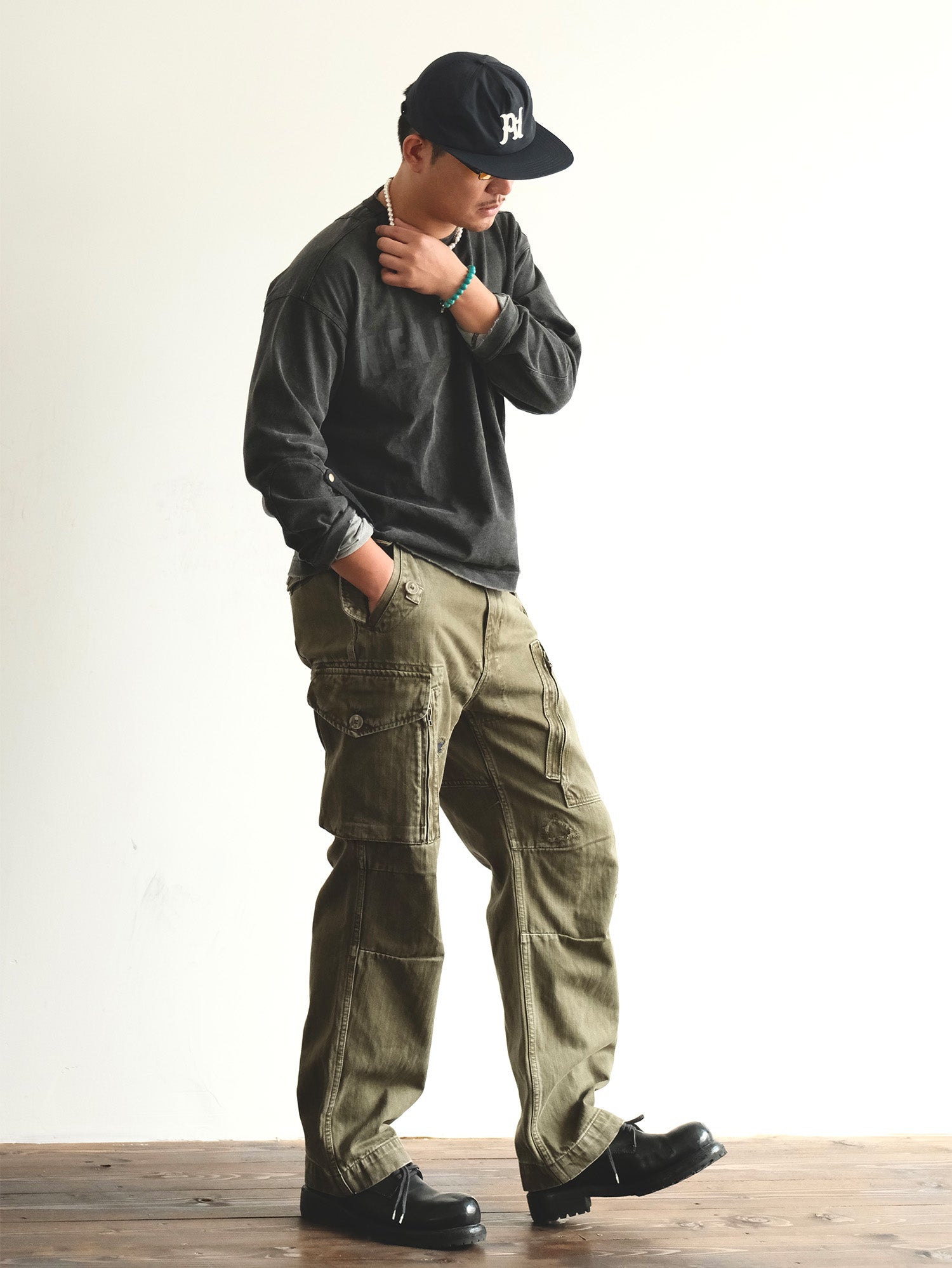 NEIGBORL Retro Washed Cargo Pants-Pants-S-Green-Free Shipping Leatheretro