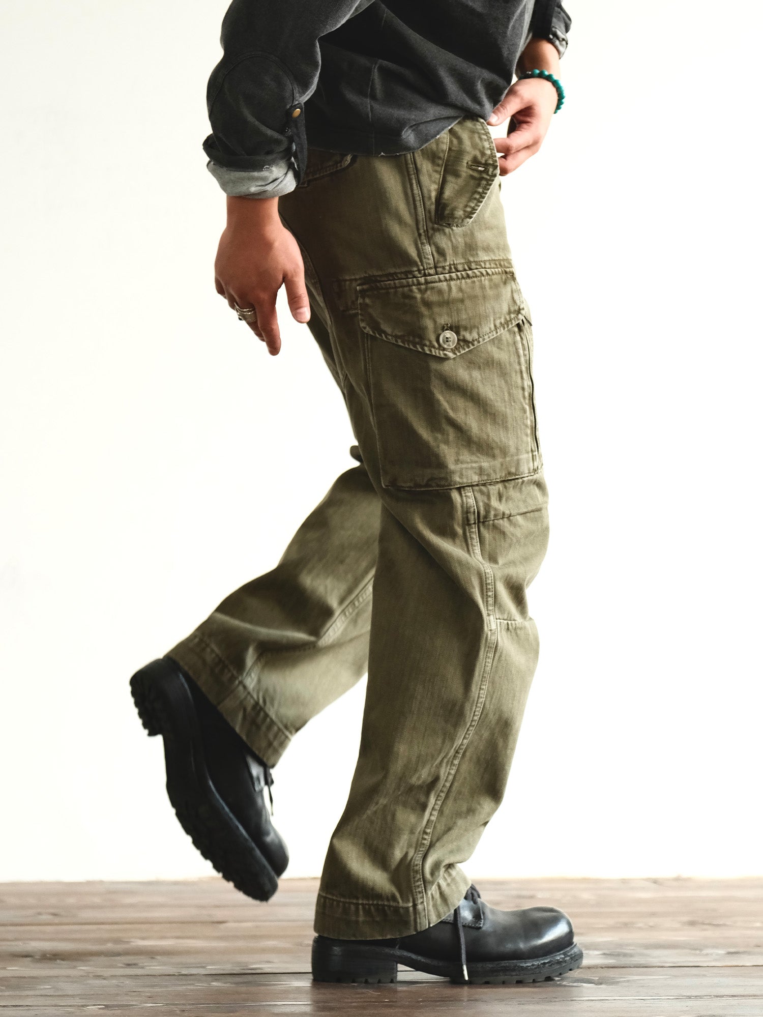NEIGBORL Retro Washed Cargo Pants-Pants-S-Green-Free Shipping Leatheretro