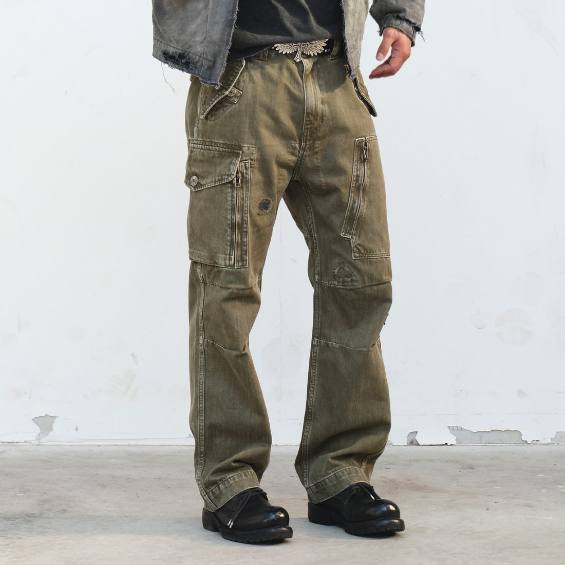 NEIGBORL Retro Washed Cargo Pants-Pants-S-Green-Free Shipping Leatheretro