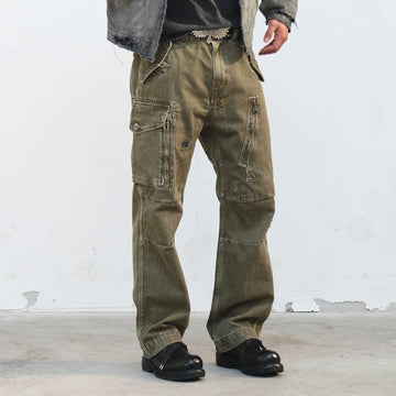 NEIGBORL Retro Washed Cargo Pants-Pants-S-Green-Free Shipping Leatheretro