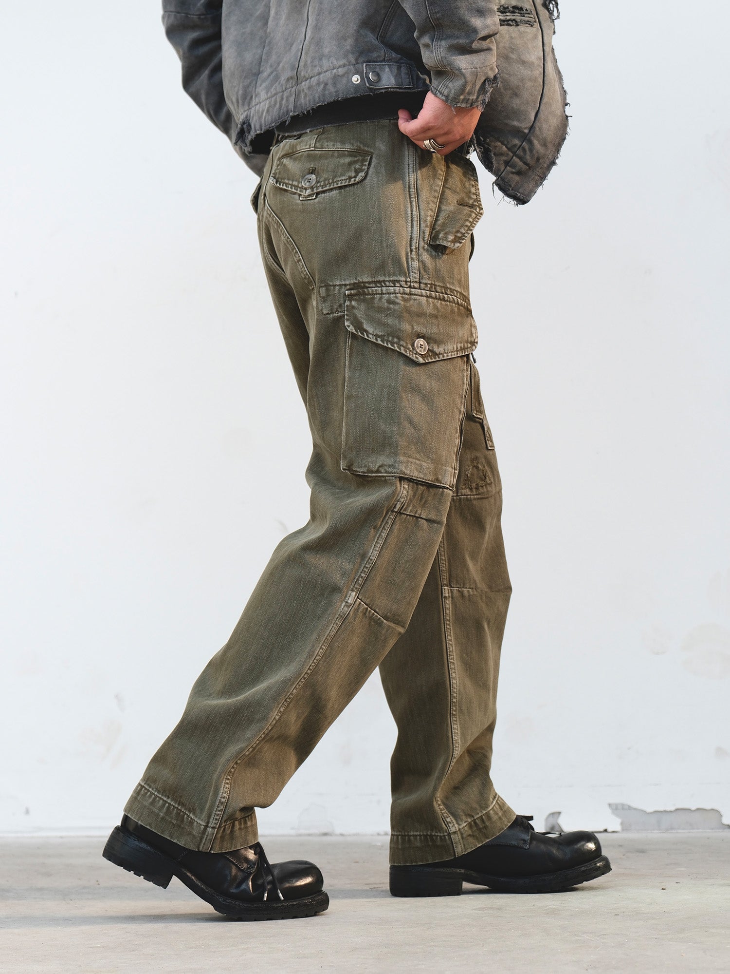 NEIGBORL Retro Washed Cargo Pants-Pants-S-Green-Free Shipping Leatheretro