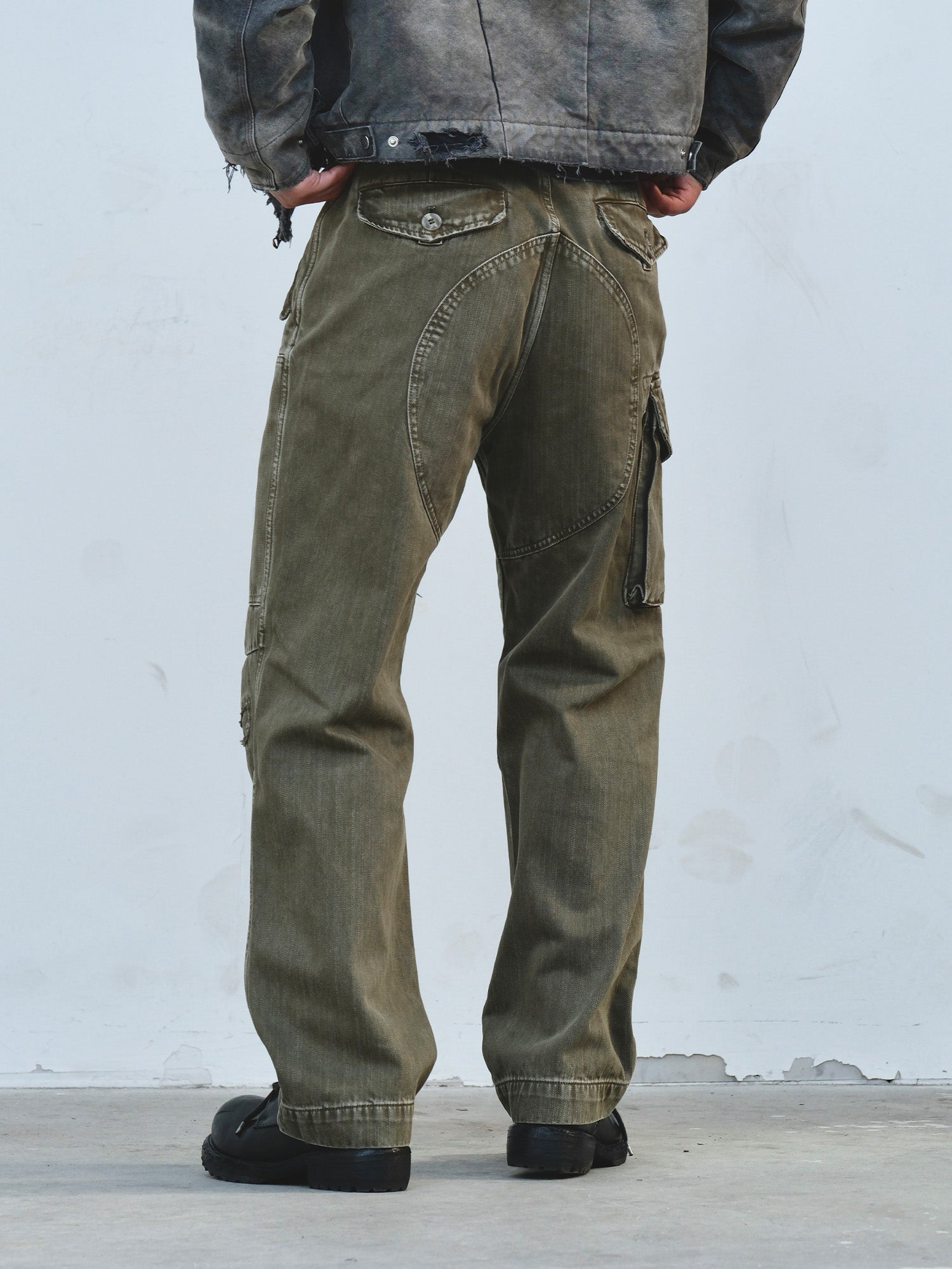 NEIGBORL Retro Washed Cargo Pants-Pants-S-Green-Free Shipping Leatheretro