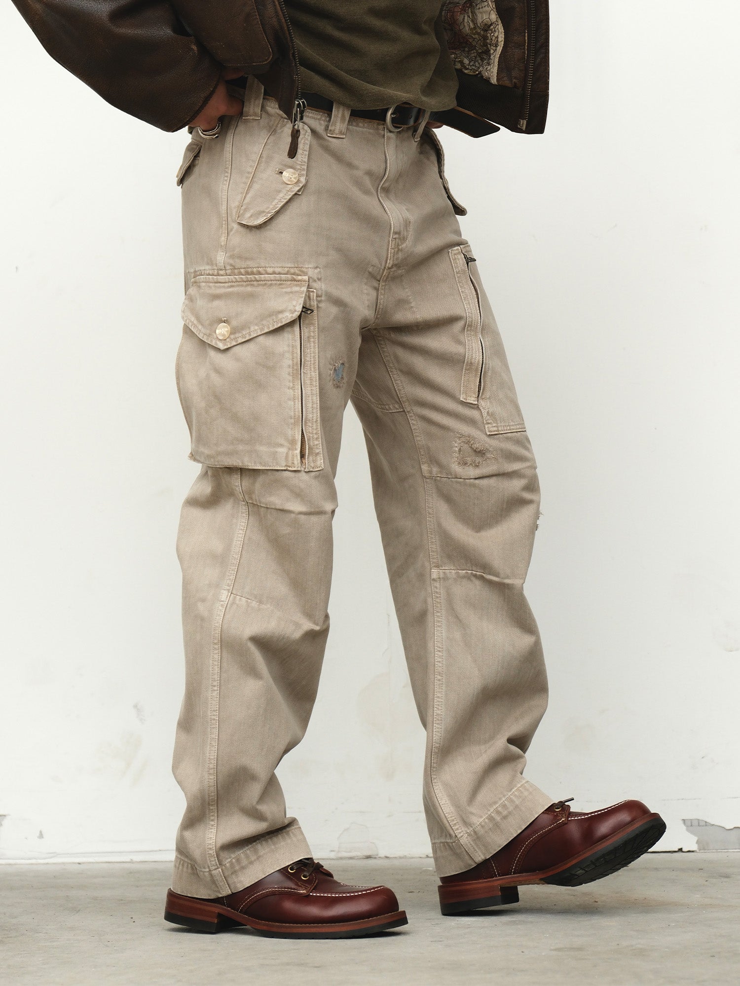 NEIGBORL Retro Washed Cargo Pants-Pants-S-Green-Free Shipping Leatheretro
