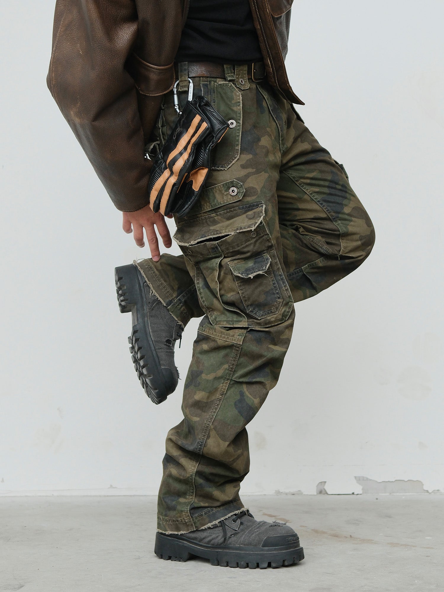 NEIGBORL Retro Multi-Pocket Camo Cargo Pants-Pants-S-Free Shipping Leatheretro