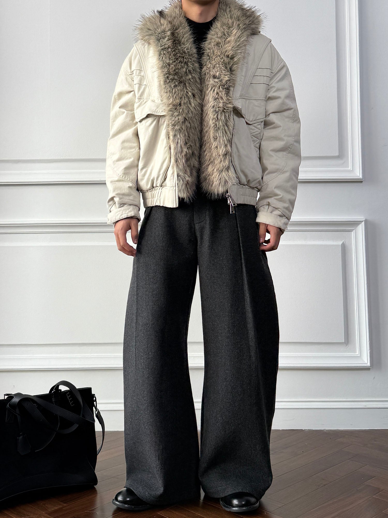 CATSSTAC Detachable Faux Fur Scarf Panel Jacket-Jacket-M (Preorder)-Brown-Free Shipping Leatheretro