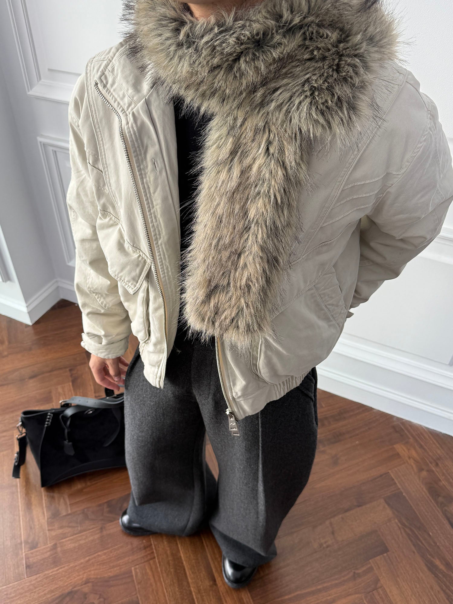 CATSSTAC Detachable Faux Fur Scarf Panel Jacket-Jacket-M (Preorder)-Brown-Free Shipping Leatheretro