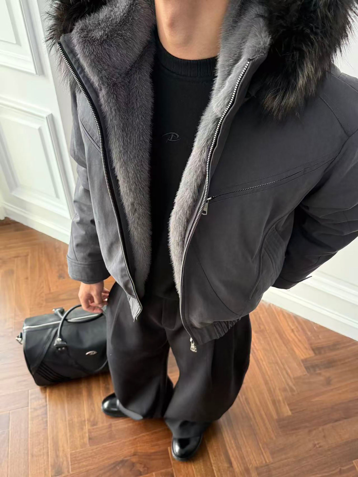 CATSSTAC Detachable Hood Down Jacket-Jacket-S (Preorder)-Black-Free Shipping Leatheretro