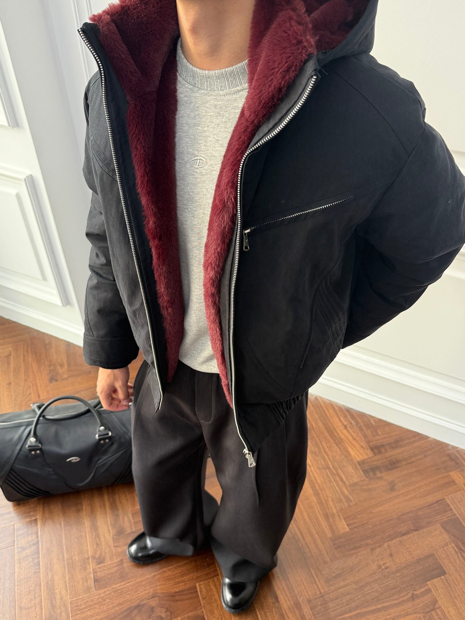 CATSSTAC Detachable Hood Down Jacket-Jacket-S (Preorder)-Black-Free Shipping Leatheretro