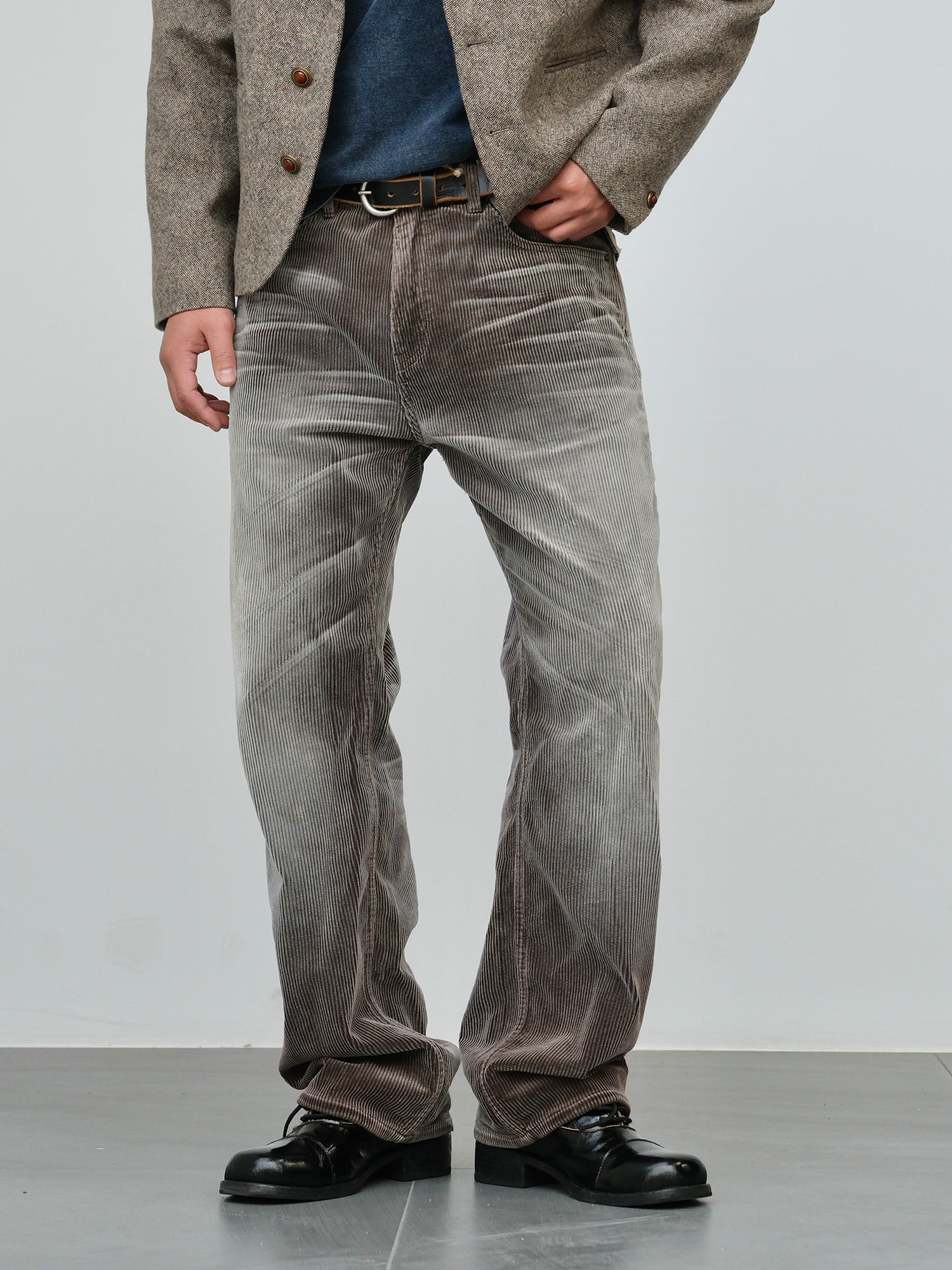 NEIGBORL Washed Corduroy Pants-Pants-S-Light Gray-Free Shipping Leatheretro