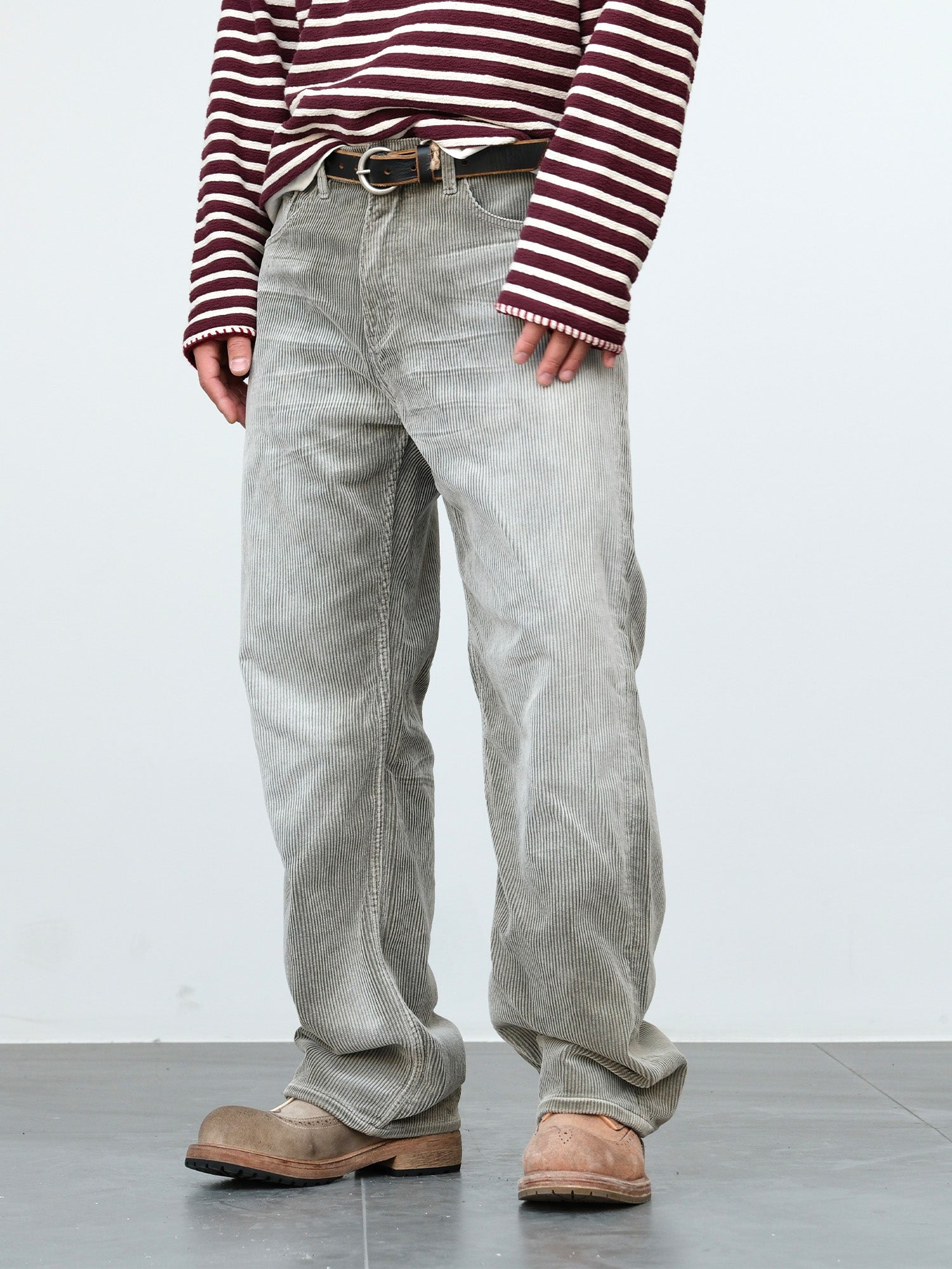 NEIGBORL Washed Corduroy Pants-Pants-S-Light Gray-Free Shipping Leatheretro