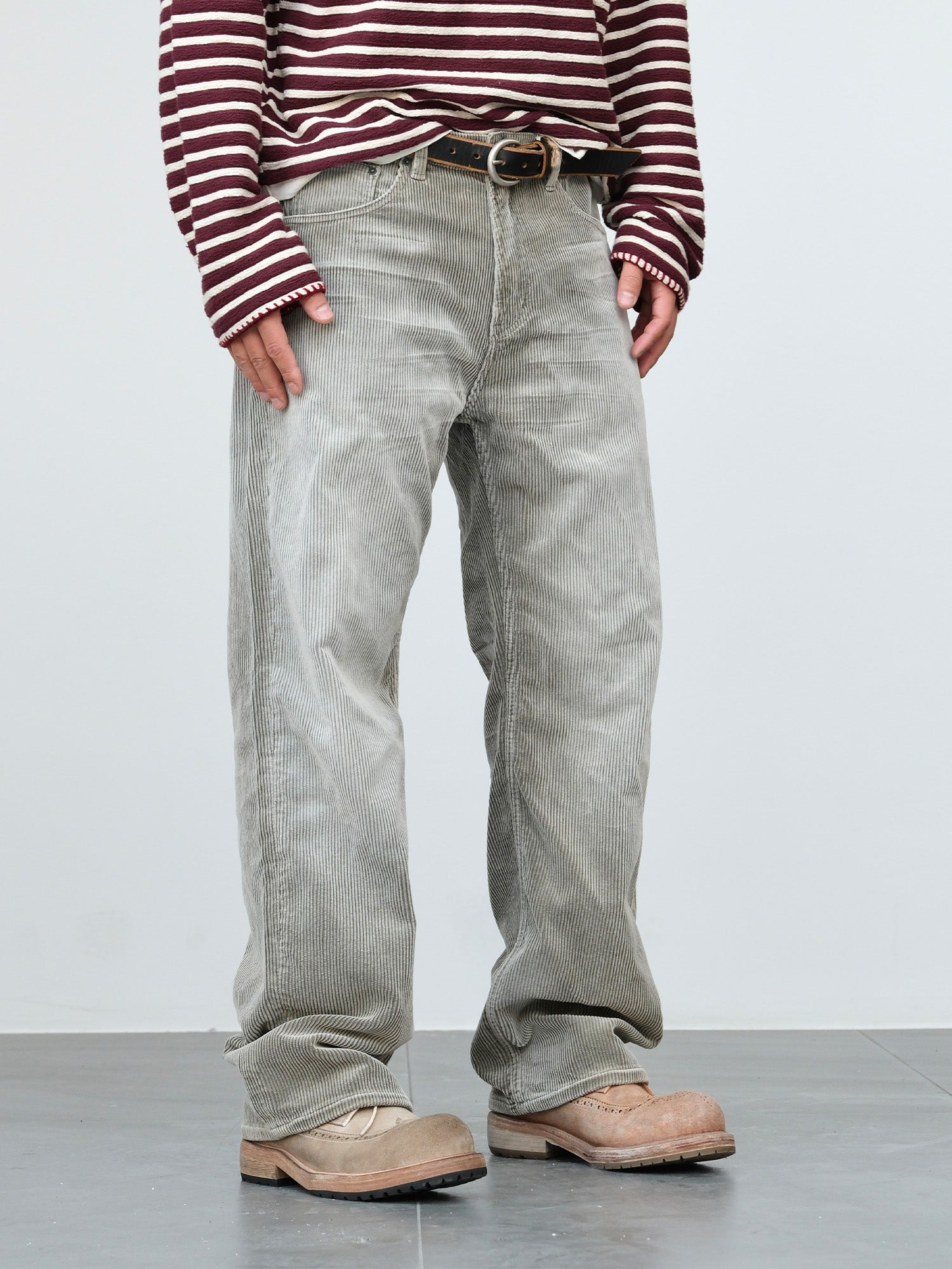NEIGBORL Washed Corduroy Pants-Pants-S-Light Gray-Free Shipping Leatheretro