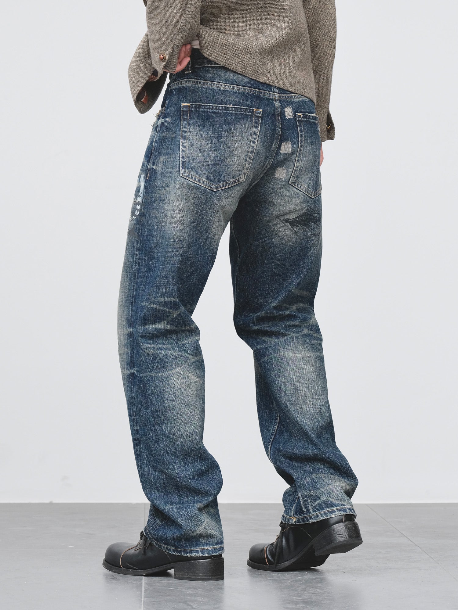NEIGBORL Distressed Washed Patch Jeans-Pants-XXS (29)-Free Shipping Leatheretro