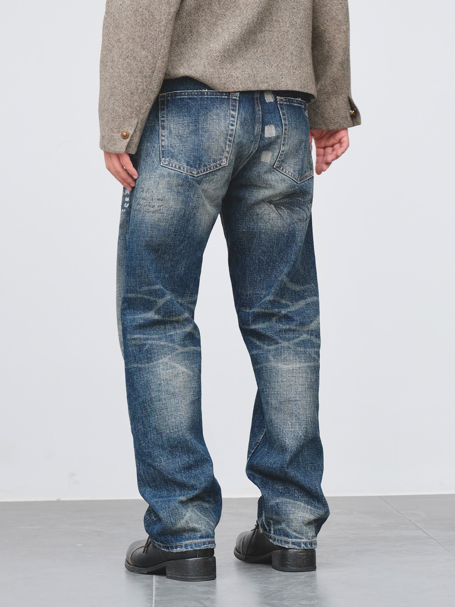 NEIGBORL Distressed Washed Patch Jeans-Pants-XXS (29)-Free Shipping Leatheretro