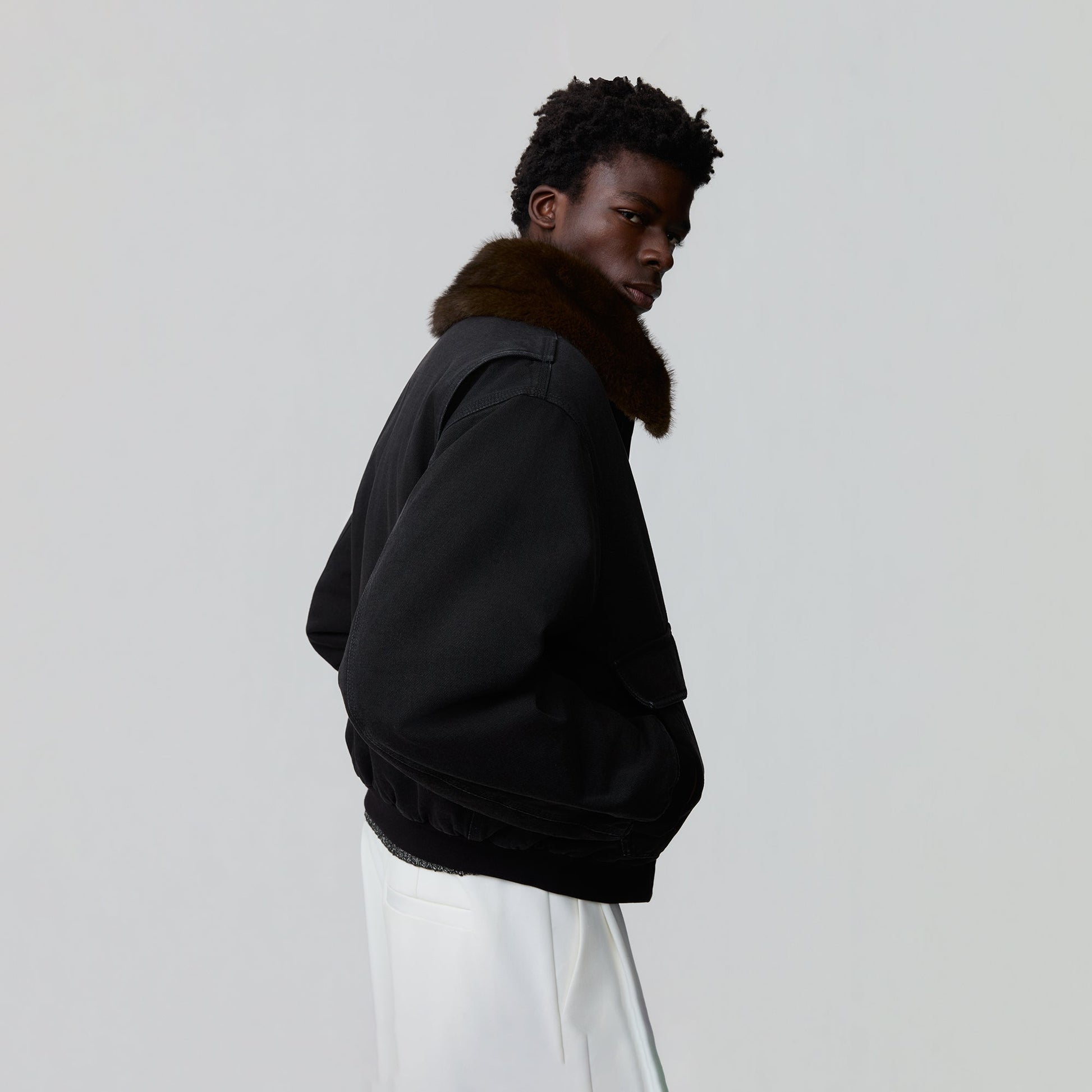 OPICLOTH Detachable Faux Fur Collar Padded Denim Jacket-Jacket-XS (Preorder)-Free Shipping Leatheretro