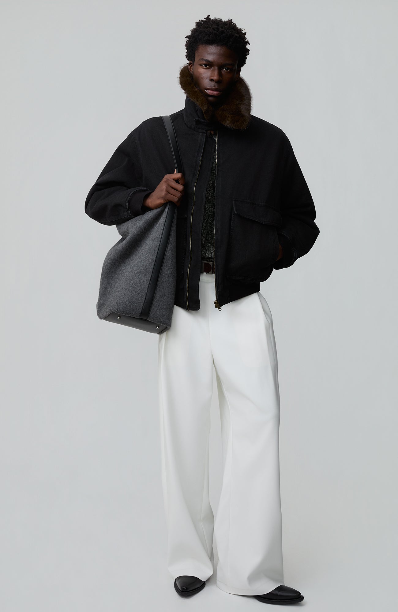 OPICLOTH Detachable Faux Fur Collar Padded Denim Jacket-Jacket-XS (Preorder)-Free Shipping Leatheretro