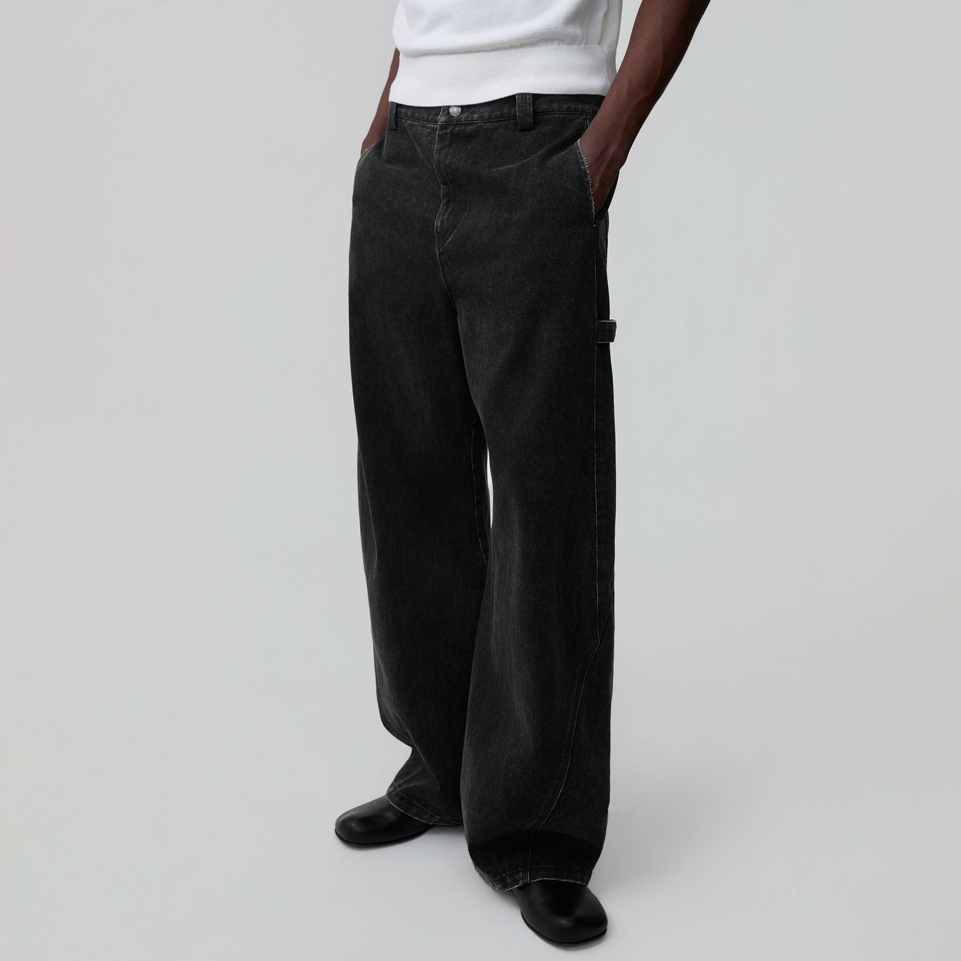 OPICLOTH Classic Washed Panel Straight-Leg Jeans-Jeans-XS-Free Shipping Leatheretro