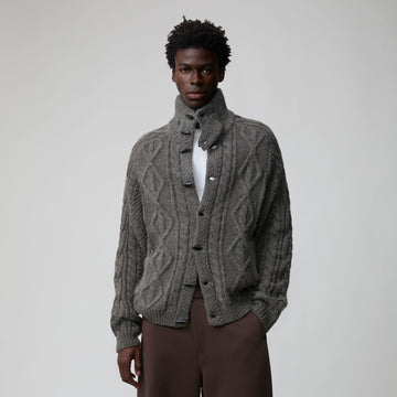 OPICLOTH Cable-Knit Wool-Blend Cardigan