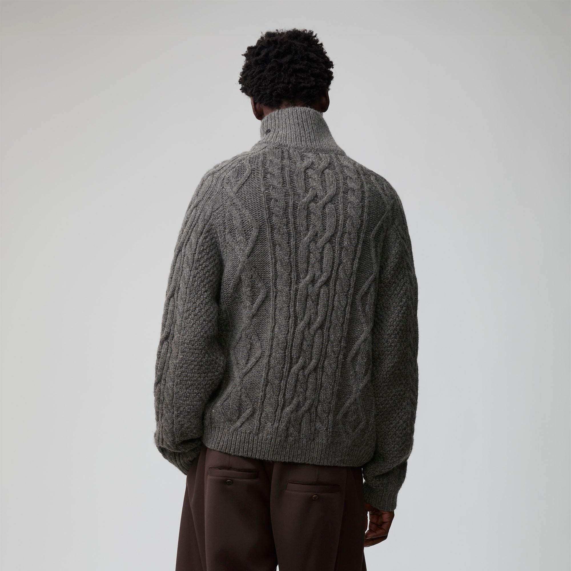 OPICLOTH Cable-Knit Wool-Blend Cardigan