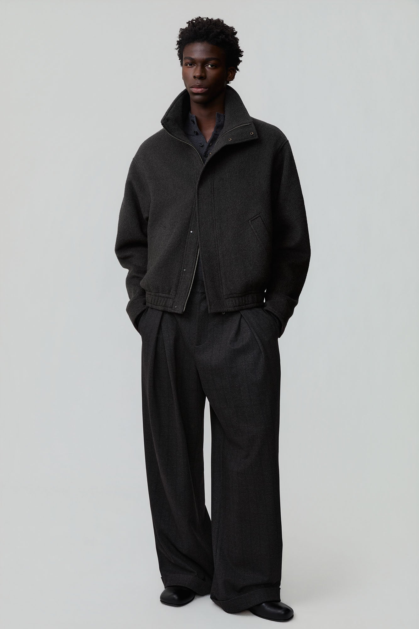 OPICLOTH Double-Pleated Mini-Check Trousers