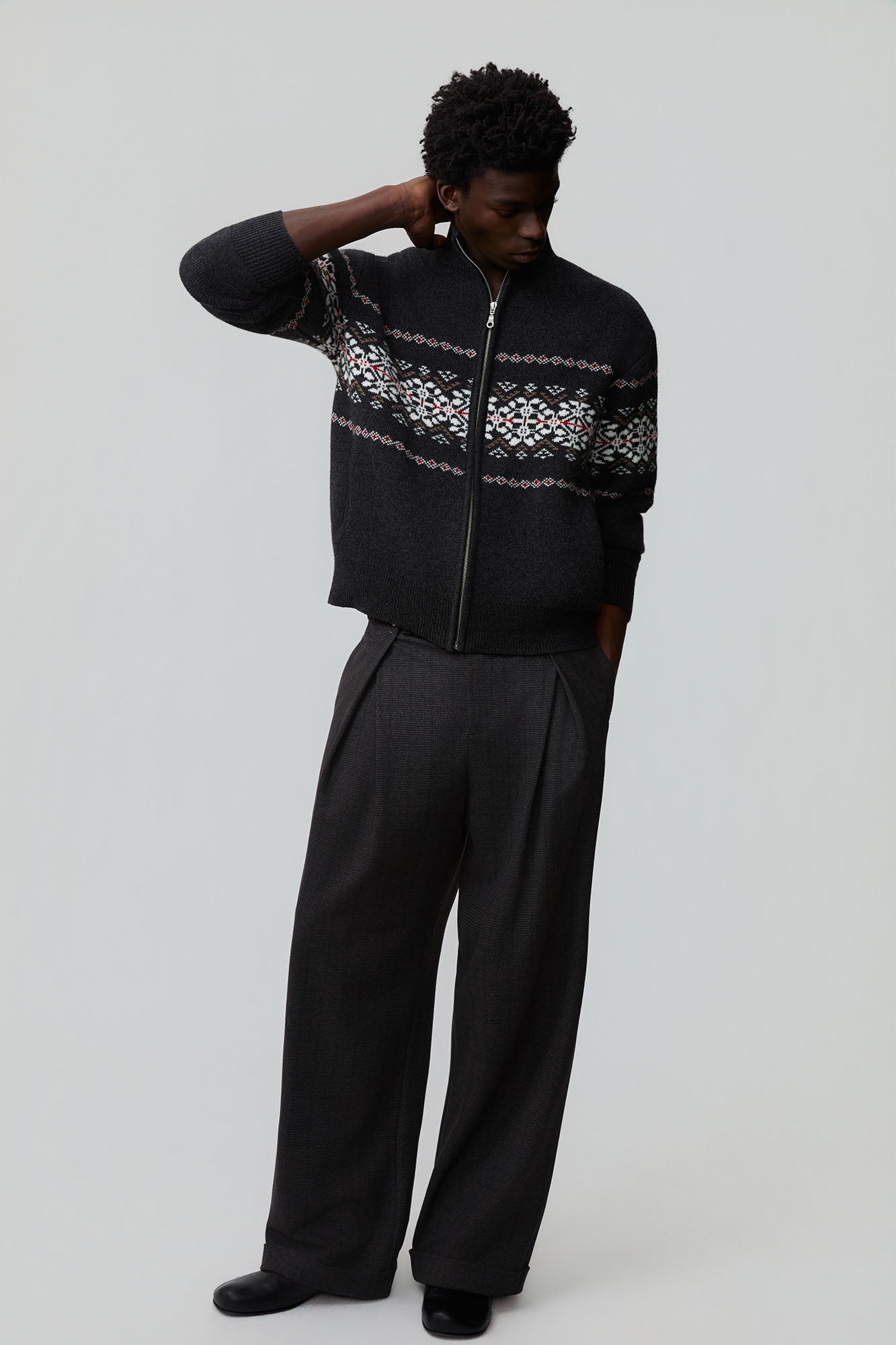 OPICLOTH Double-Pleated Mini-Check Trousers