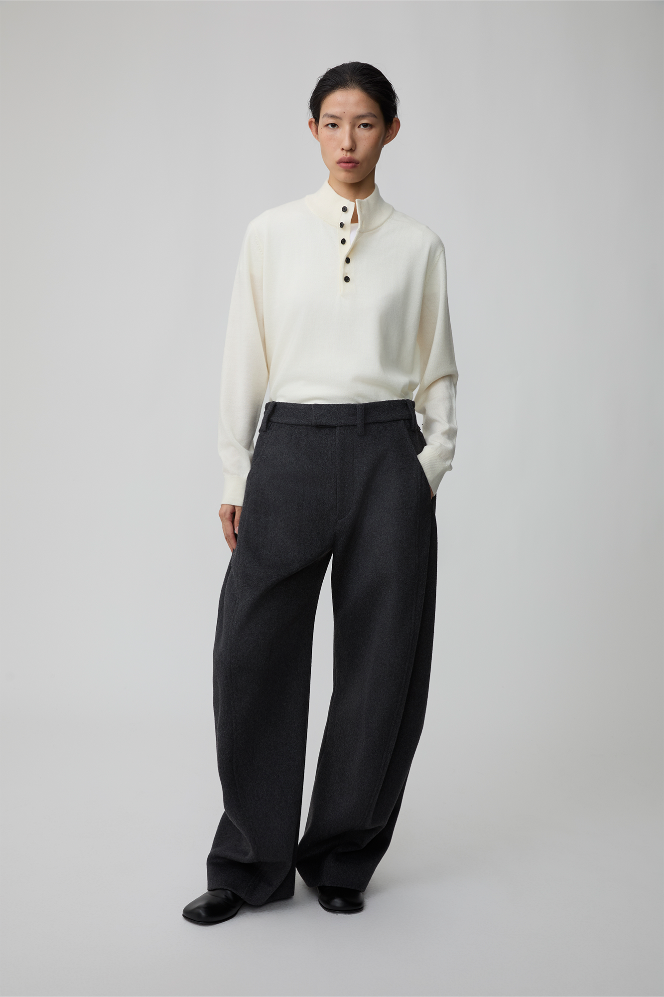 OPICLOTH Essential Wool-Blend Barrel Pants-Pants-XS-Dark Gray-Free Shipping Leatheretro