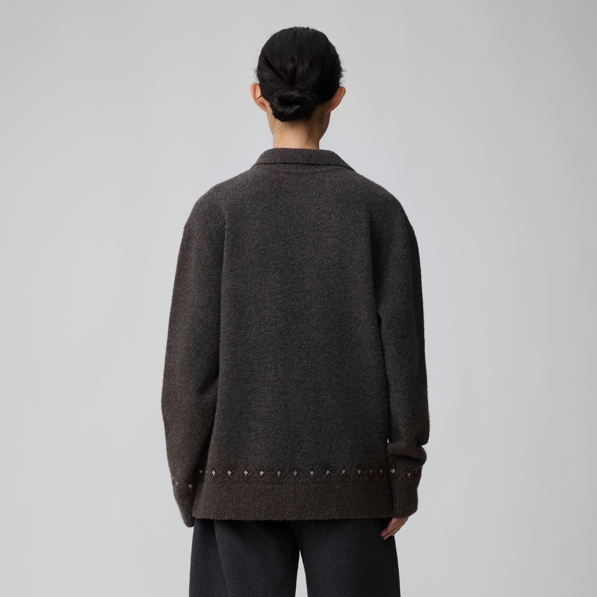 OPICLOTH Fair Isle Knit Polo Sweater-Sweater-XS-Free Shipping Leatheretro