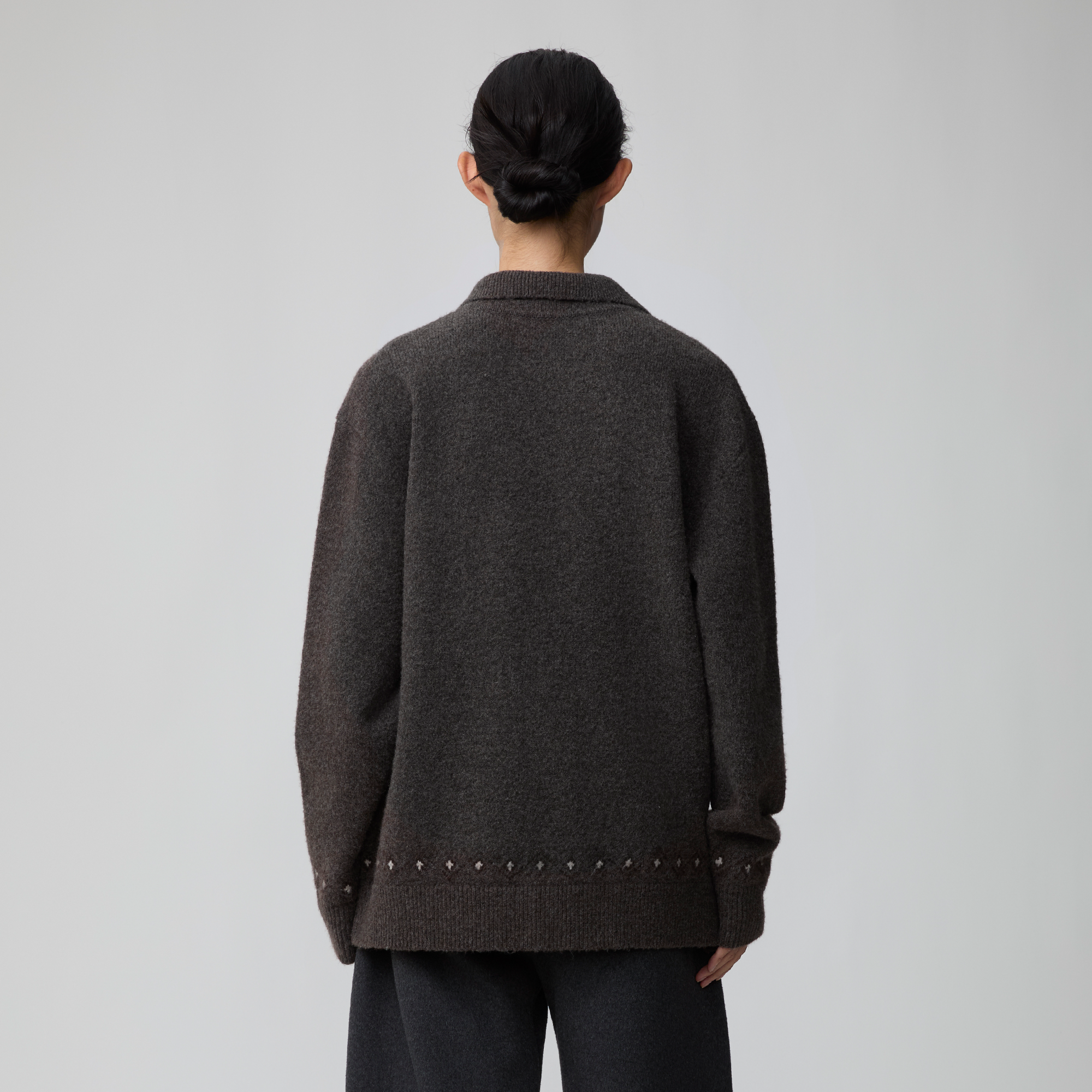 OPICLOTH Fair Isle Knit Polo Sweater-Sweater-XS-Free Shipping Leatheretro