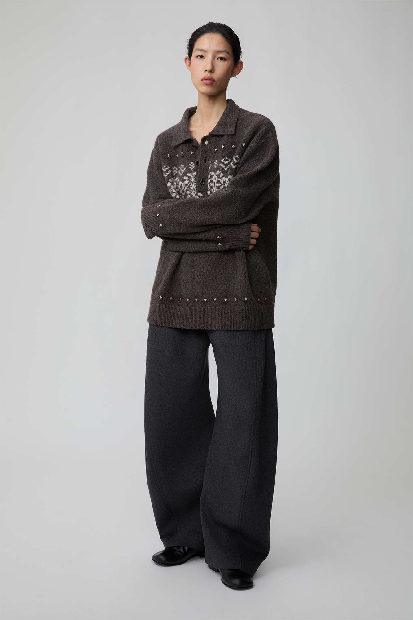 OPICLOTH Essential Wool-Blend Barrel Pants-Pants-XS-Dark Gray-Free Shipping Leatheretro
