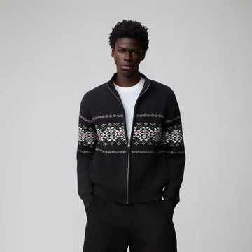 OPICLOTH Fair Isle Jacquard Knit Cardigan-Jacket-XS-Free Shipping Leatheretro