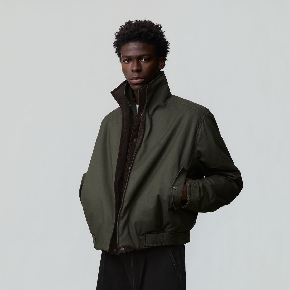 OPICLOTH Double-Collar Twill Cotton Jacket