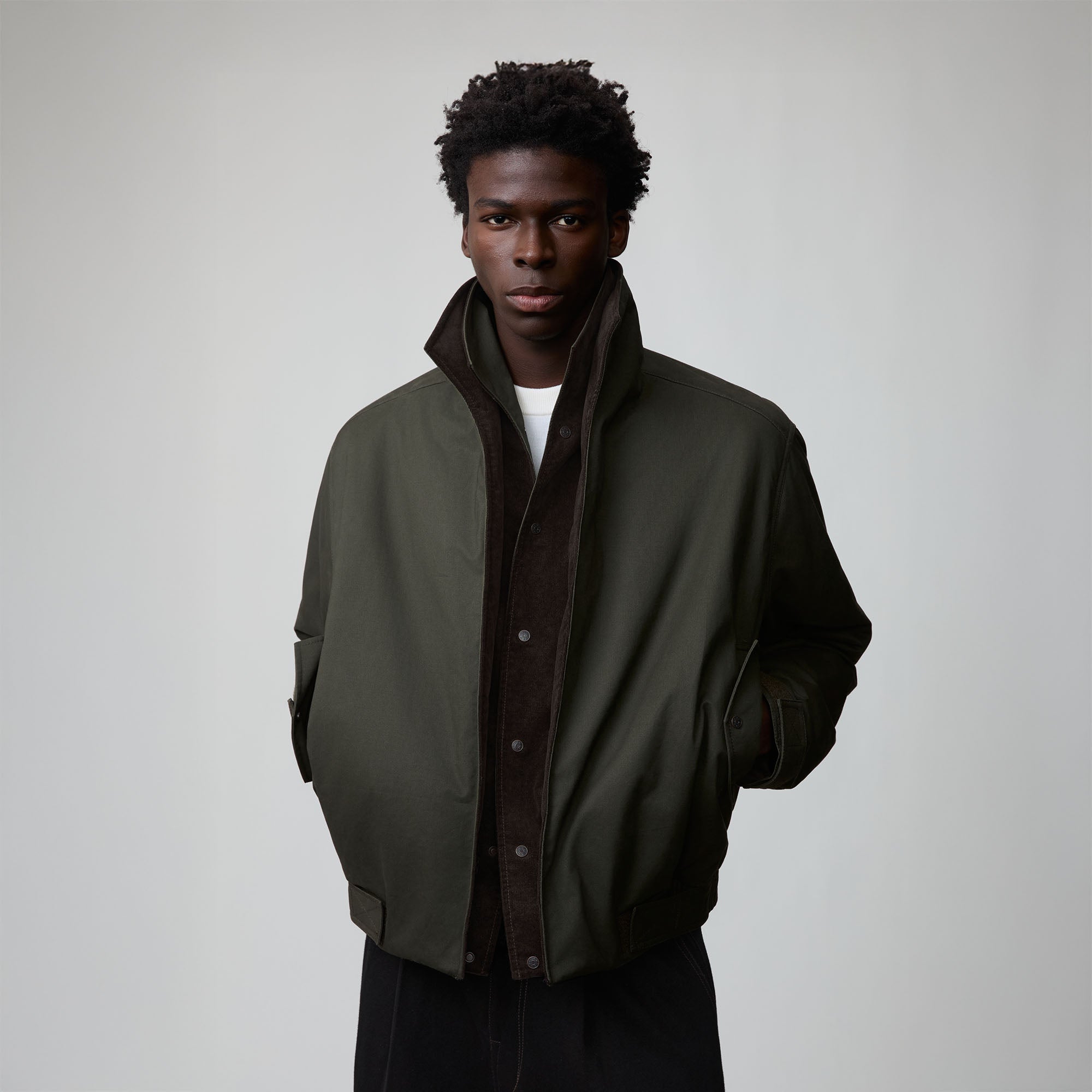 OPICLOTH Double-Collar Twill Cotton Jacket