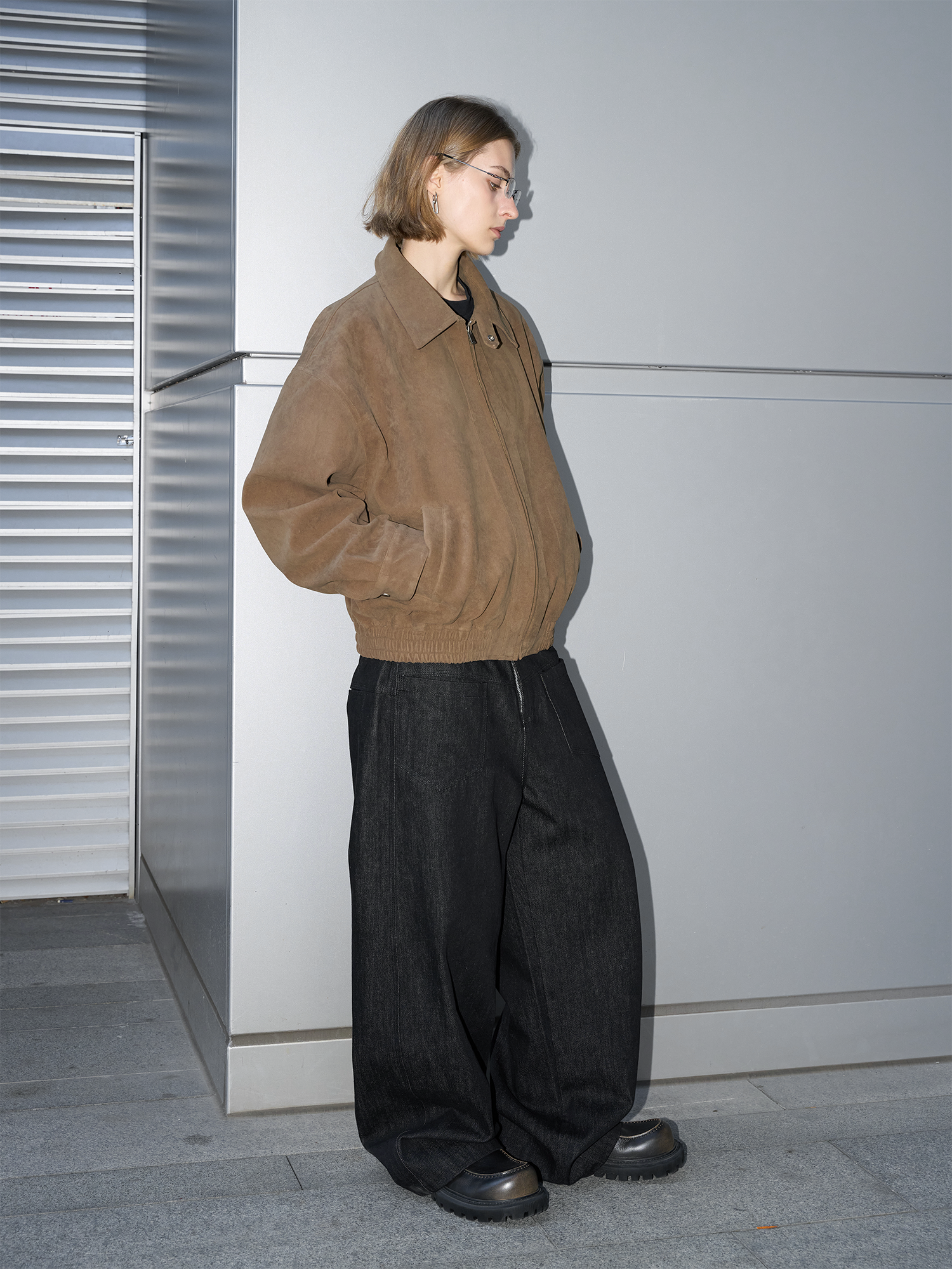 LABELROOM Paneled Faux-Suede Bomber Jacket