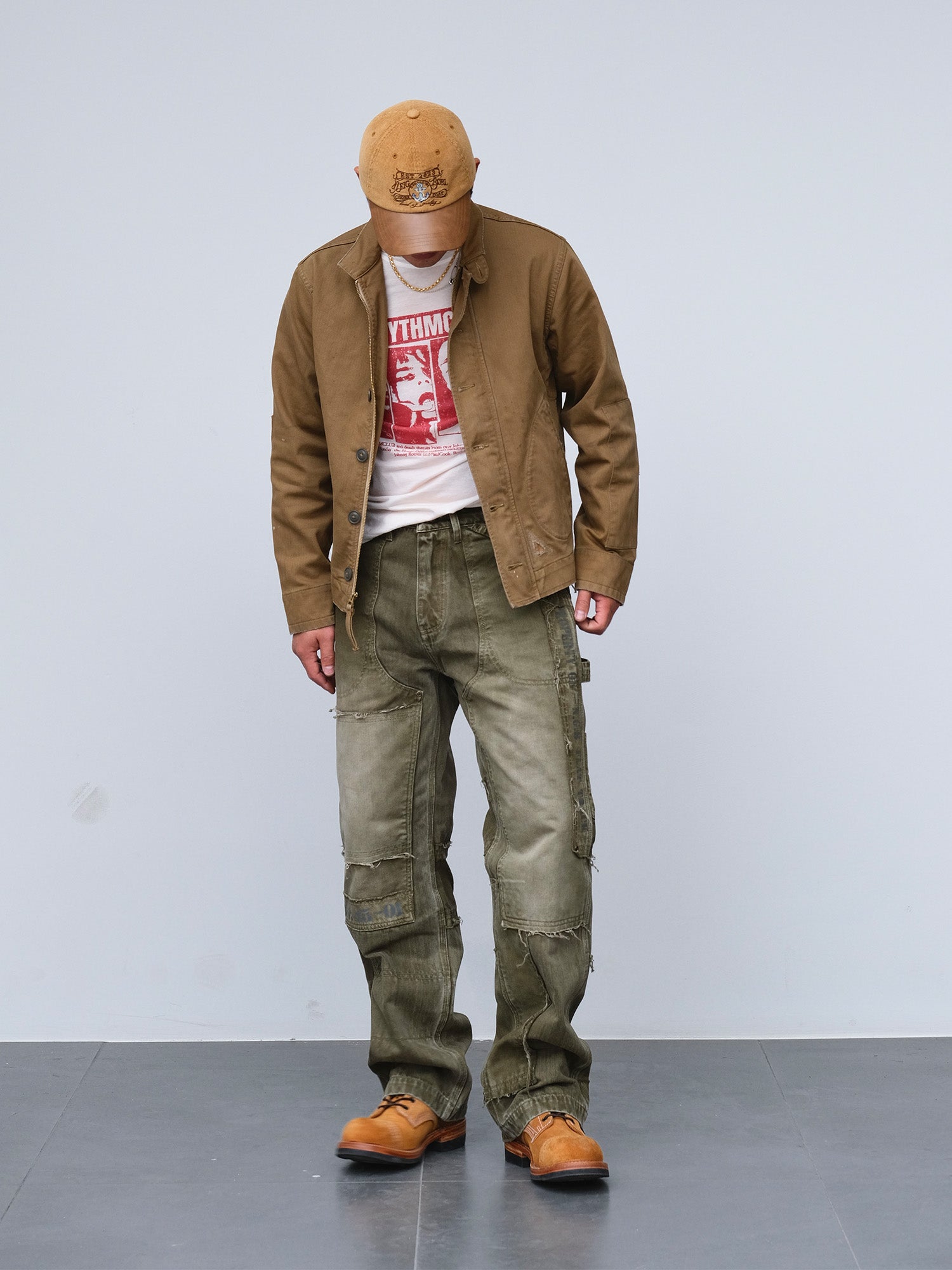 NEIGBORL Retro Distressed Paneled Cargo Pants-Pants-S-Green-Free Shipping Leatheretro