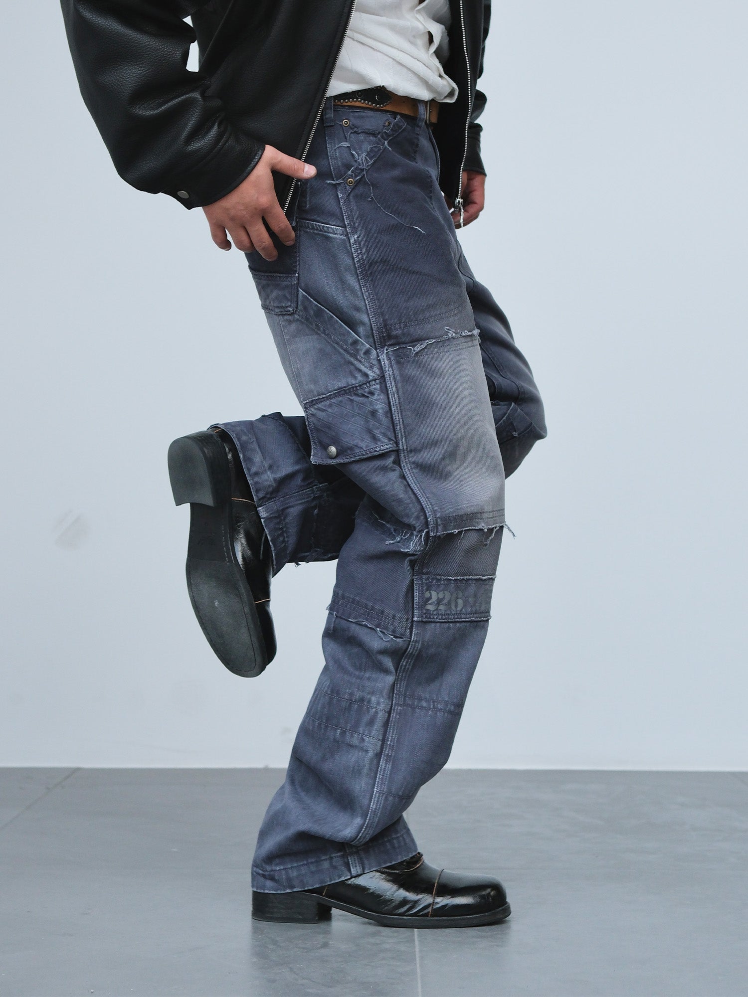 NEIGBORL Retro Distressed Paneled Cargo Pants-Pants-S-Green-Free Shipping Leatheretro