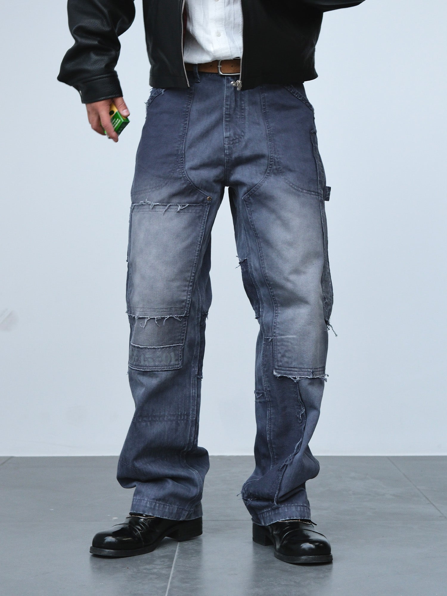 NEIGBORL Retro Distressed Paneled Cargo Pants-Pants-S-Green-Free Shipping Leatheretro