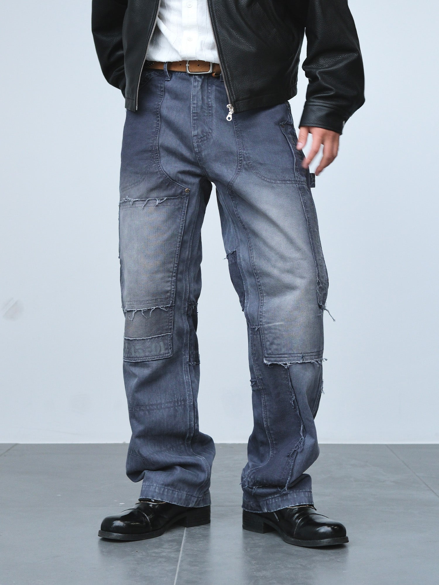 NEIGBORL Retro Distressed Paneled Cargo Pants-Pants-S-Green-Free Shipping Leatheretro