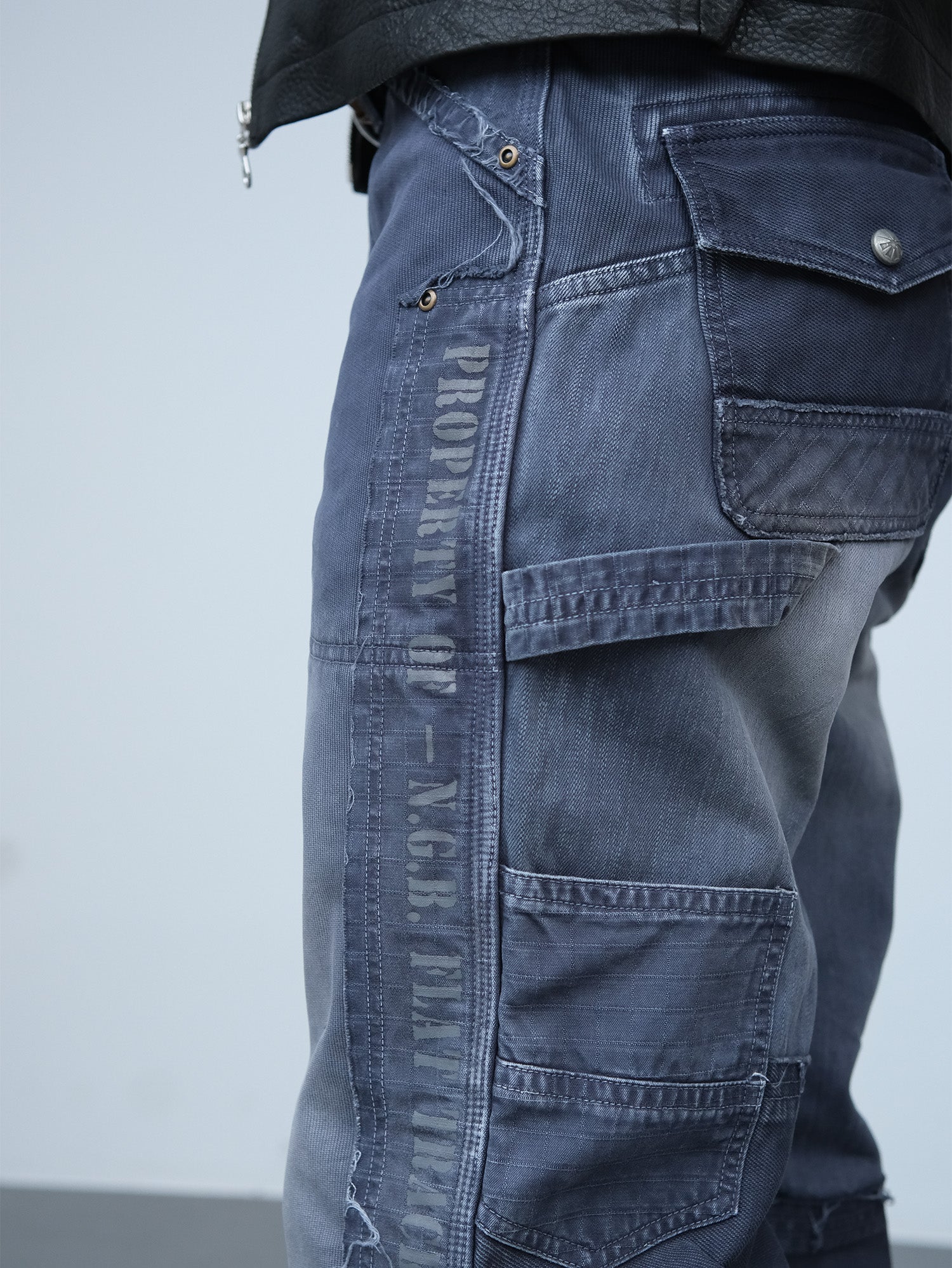 NEIGBORL Retro Distressed Paneled Cargo Pants-Pants-S-Green-Free Shipping Leatheretro