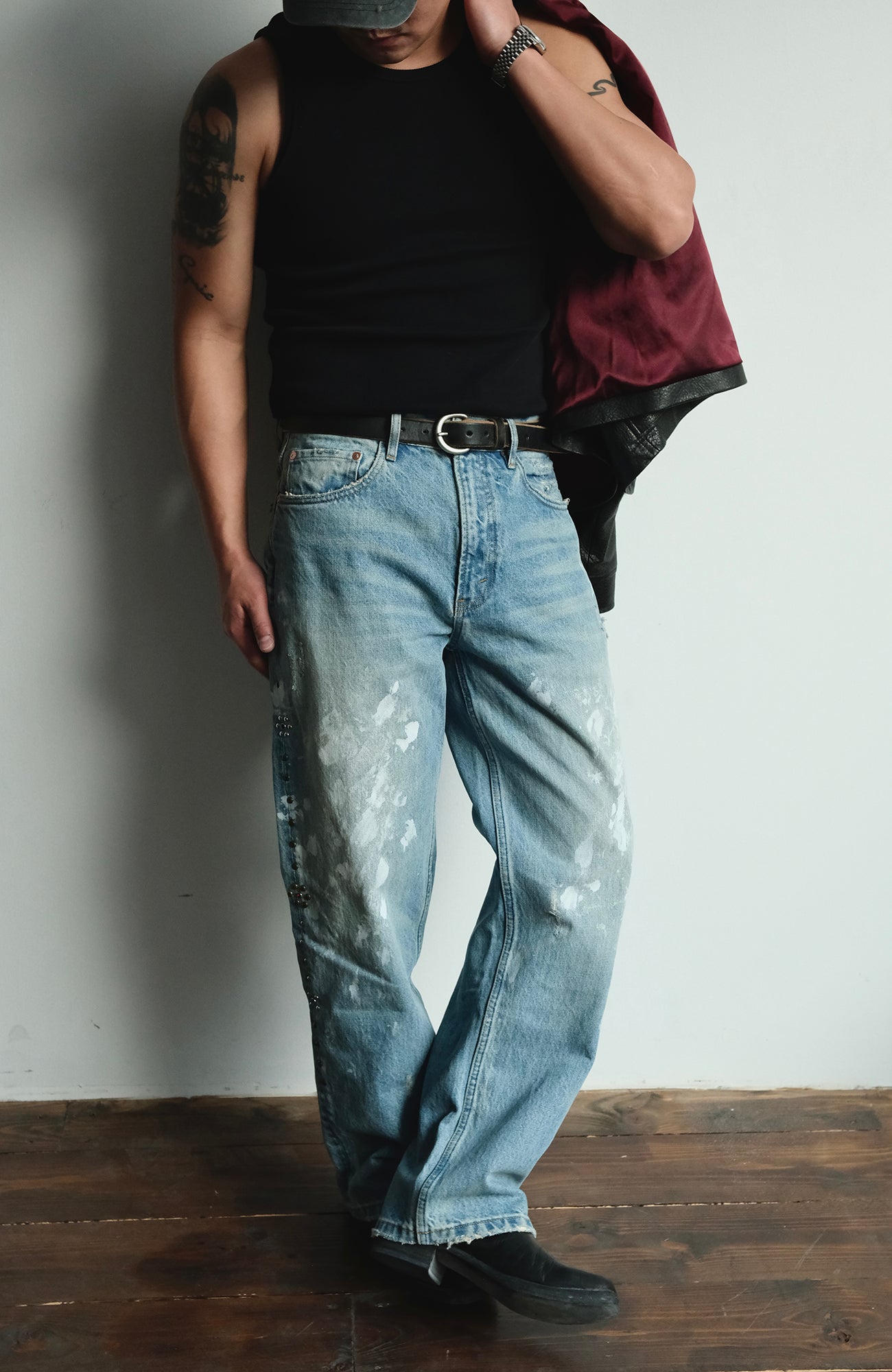 NEIGBORL Paint Splatter Washed Denim Pants-Pants-XS(29) (Preorder)-Free Shipping Leatheretro