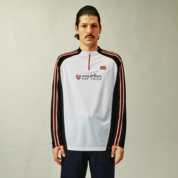 UMAMIISM Quick-Dry Striped Raglan Zip-Up Tee-L/S Tee-XS (Preorder)-White-Free Shipping Leatheretro