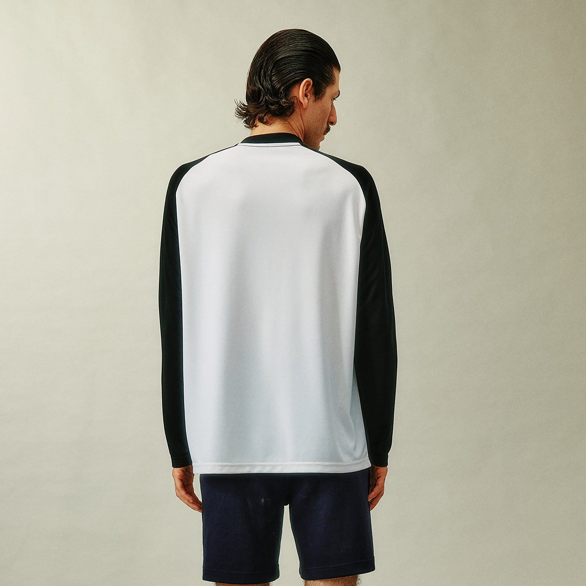 UMAMIISM Quick-Dry Striped Raglan Zip-Up Tee-L/S Tee-XS (Preorder)-White-Free Shipping Leatheretro