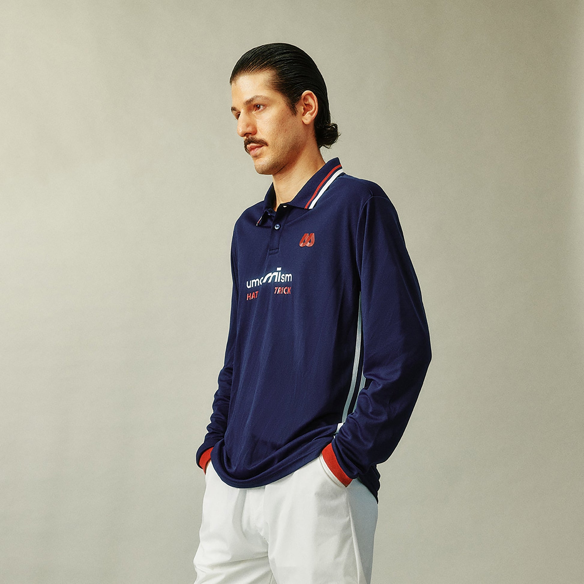 UMAMIISM Quick-Dry Striped Polo Long Sleeve Tee-L/S Tee-XS (Preorder)-White-Free Shipping Leatheretro
