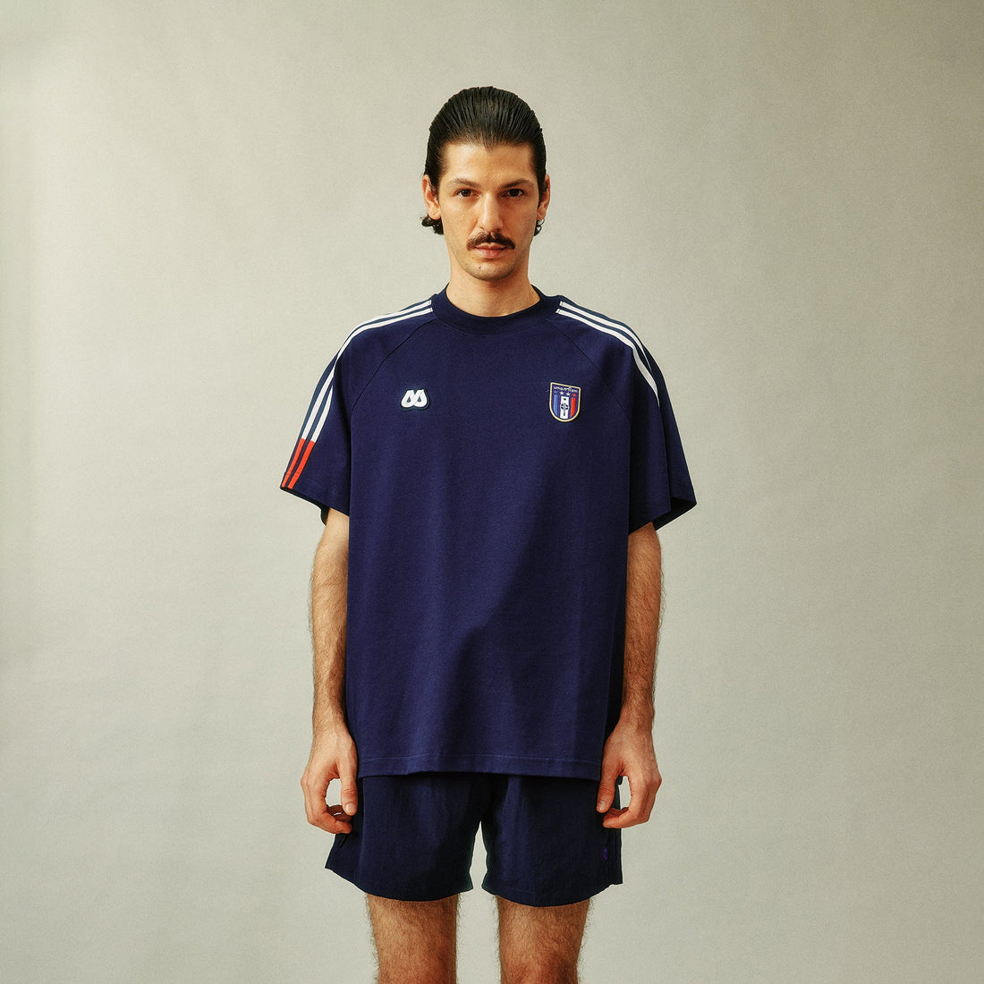 UMAMIISM Contrast Stripe Jersey Tee-T Shirt-XS-Dark Blue-Free Shipping Leatheretro