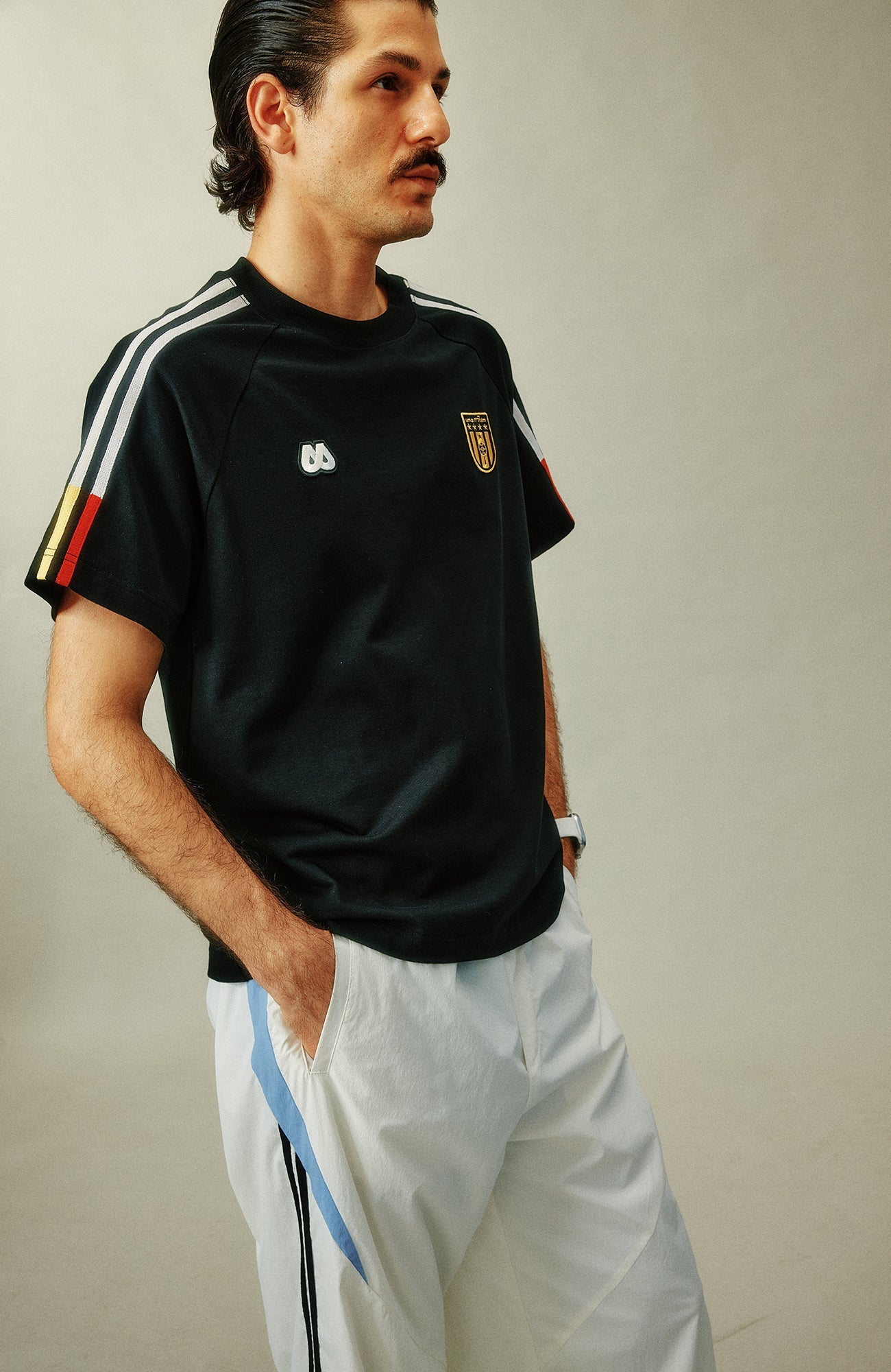 UMAMIISM Contrast Stripe Jersey Tee-T Shirt-XS-Dark Blue-Free Shipping Leatheretro